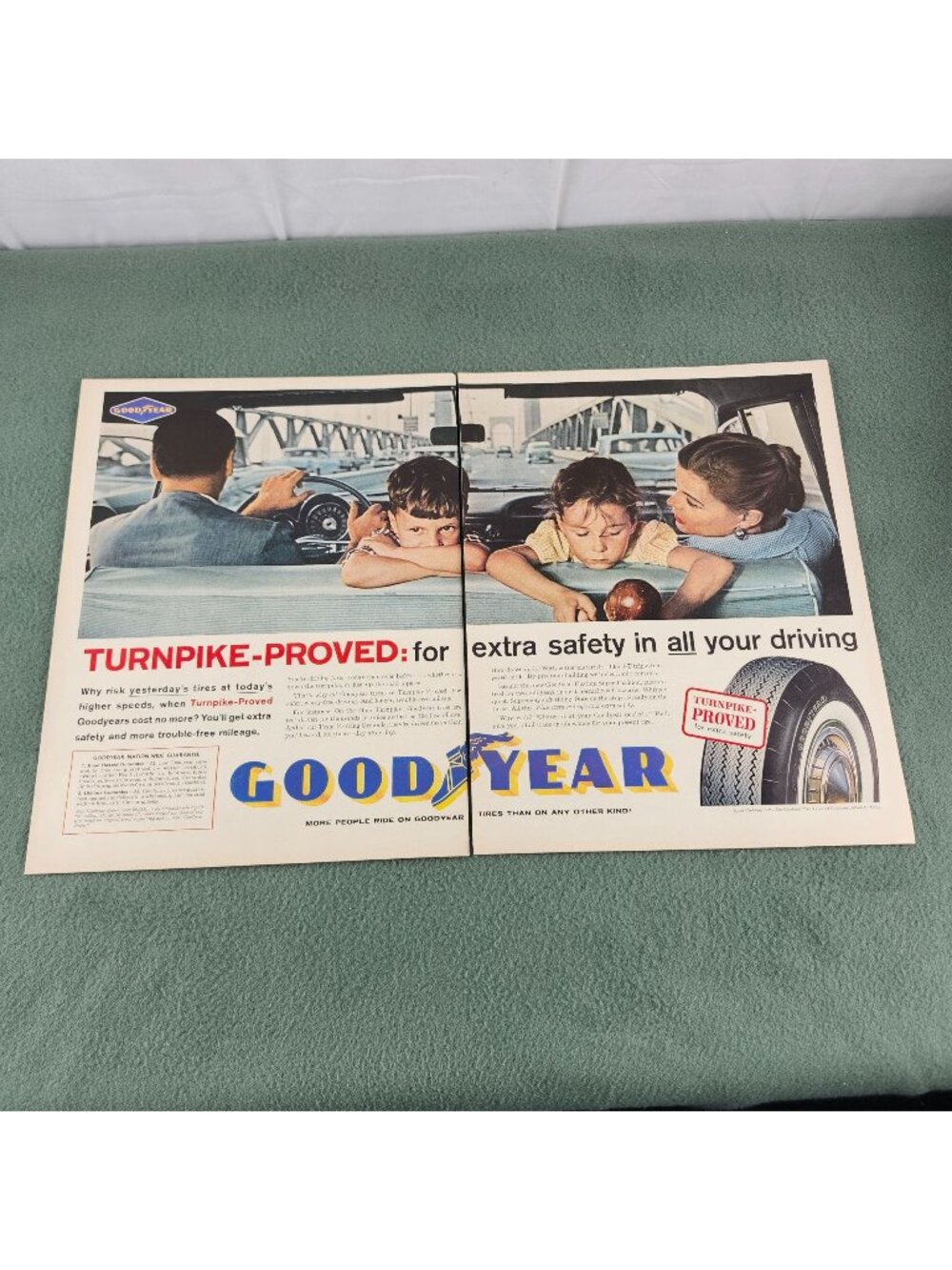 Vintage 1959 Goodyear Turnpike-Proved Tire Advertisement Double-Page Spread 21x1
